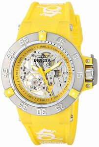 Invicta Subaqua Mechanical Hand Wind Skeleton Dial Yellow Silicone Watch # 16780 (Women Watch)