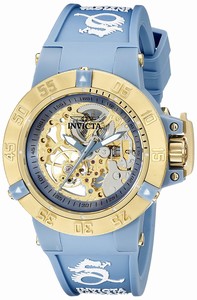 Invicta Subaqua Mechanical Hand Wind Skeleton Dial Blue Silicone Watch # 16787 (Women Watch)