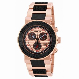 Invicta Rose Dial Uni-directional Rotating Black Rubber Covered Band Watch #16864 (Men Watch)