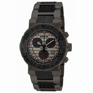 Invicta Grey Dial Uni-directional Rotating Black Rubber Covered Band Watch #16865 (Men Watch)