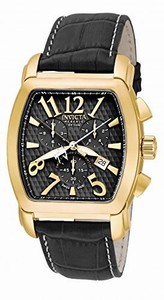 Invicta Black Textured Dial Leather Band Watch #16945 (Men Watch)