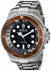 Invicta Black Dial 18kt. Gold Plated Stainless Steel Watch #16972 (Men Watch)