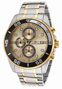 Invicta Specialty Quartz Chronograph Date Gold Dial Two Tone Stainless Steel Watch # 17014 (Men Watch)