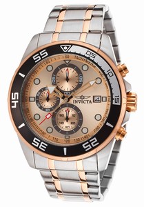 Invicta Specialty Quartz Chronograph Date Rose Gold Dial Two Tone Stainless Steel Watch # 17015 (Men Watch)