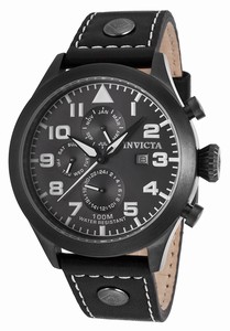 Invicta I-Force Quartz Analog Day Date Month Black Dial Leather Watch # 17017 (Men Watch)