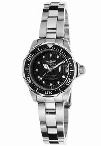 Invicta Pro Diver Quartz Analog Date Black Dial Stainless Steel Watch # 17032 (Women Watch)