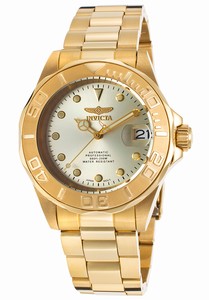 Invicta Pro Diver Automatic Analog Date Gold Dial Stainless Steel Watch # 17054 (Men Watch)