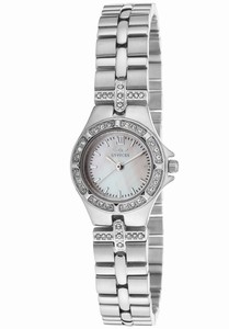 Invicta Wildflower Quartz Analog Mother of Pearl Dial Crystal Bezel Stainless Steel Watch # 17063 (Women Watch)