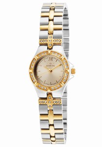 Invicta Wildflower Quartz Analog Gold Dial Crystal Bezel Two Tone Stainless Steel Watch # 17064 (Women Watch)