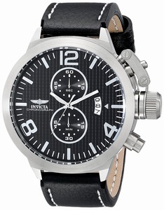Invicta Corduba Quartz Chronograph Date Black Leather Watch # 17066 (Men Watch)