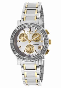 Invicta Wildflower Quartz Chronograph Day Date Multicolor Dial Two Tone Stainless Steel Watch # 17069 (Women Watch)