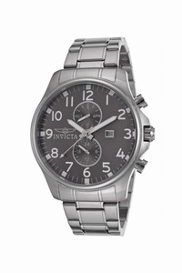 Invicta Specialty Quartz Analog Day Date Charcoal Dial Stainless Steel Watch # 17073 (Men Watch)