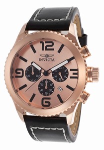 Invicta Specialty Quartz Chronograph Date Rose Gold Dial Leather Watch # 17075 (Men Watch)
