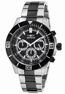 Invicta Specialty Quartz Chronograph Black Dial Two Tone Stainless Steel Watch # 17077 (Men Watch)