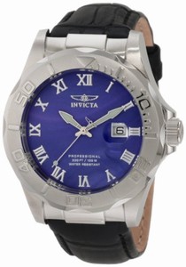 Invicta Flame-Fusion Crystal; Brushed And Polished Stainless Steel Case; Black Leather Strap Stainless Steel Watch #1708 (Watch)