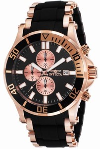 Invicta Sea Spider Quartz Chronograph Date Black Polyurethane Watch # 17081 (Men Watch)