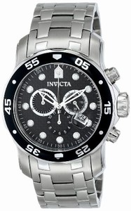 Invicta Pro Diver Quartz Chronograph Date Black Dial Stainless Steel Watch # 17082 (Men Watch)