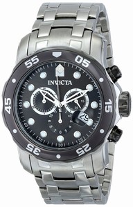 Invicta Pro Diver Quartz Chronograph Date Black Dial Stainless Steel Watch # 17083 (Men Watch)