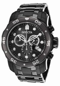 Invicta Pro Diver Quartz Chronograph Date Black Dial Stainless Steel Watch # 17085 (Men Watch)
