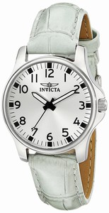 Invicta Silver-tone Dial Genuine Leather Watch #17095-1 (Women Watch)