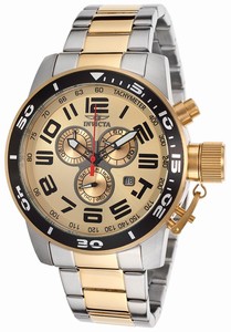 Invicta Corduba Quartz Analog Day Date Gold Dial Two Tone Stainless Steel Watch # 17099 (Men Watch)