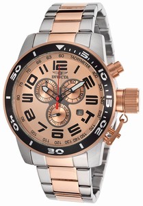 Invicta Corduba Quartz Analog Day Date Rose Gold Dial Two Tone Stainless Steel Watch # 17100 (Men Watch)