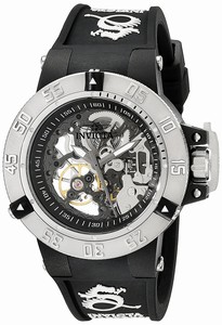 Invicta Subaqua Mechanical Hand Wind Skeleton Dial Black Silicone Watch # 17129 (Women Watch)