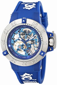 Invicta Mechanical Hand Wind Analog Blue Silicone Watch # 17135 (Women Watch)