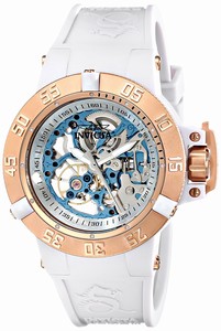 Invicta Sunaqua Mechanical Hand Wind Skeleton Dial White Silicone Watch # 17149 (Women Watch)