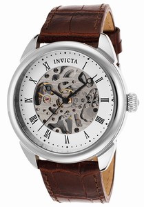 Invicta Specialty Mechanical Hand Wind Analog Skeletonized Dial Brown Leather Watch # 17185 (Men Watch)
