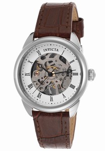 Invicta Specialty Mechanical Hand Wind Analog Skeletonized Dial Brown Leather Watch # 17196 (Women Watch)