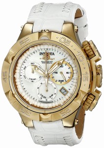 Invicta Subaqua Mother of Pearl Chronograph Dial White Leather Watch # 17227 (Women Watch)