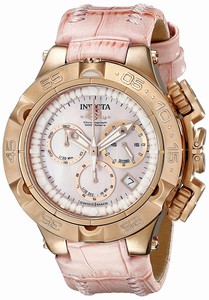 Invicta Subaqua Quartz Chronograph Date Pink Leather Watch # 17230 (Women Watch)