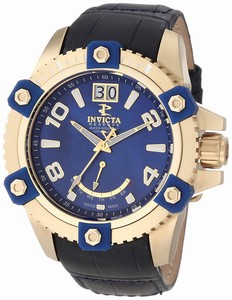 Invicta Quartz Day Date Black Leather Watch # 1727 (Men Watch)