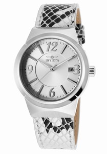 Invicta Angel Quartz Analog Date Silver Dial Leather Watch # 17297 (Women Watch)