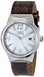 Invicta Angel Quartz Mother of Pearl Dial Date Leather Watch # 17301 (Women Watch)