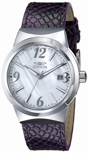 Invicta Angel Quartz Mother of Pearl Dial Purple Leather Watch # 17302 (Women Watch)