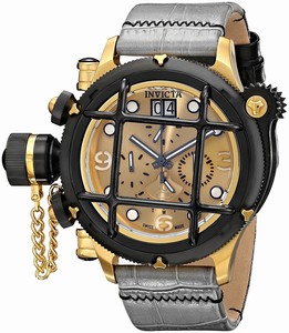 Invicta Pro Diver Quartz Chronograph Day Date Gray Leather Watch # 17330 (Men Watch)