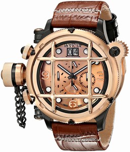 Invicta Russian Diver Quartz Chronograph Day Date Brown Leather Watch # 17331 (Men Watch)