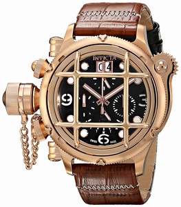 Invicta Russian Diver Quartz Chronograph Day Date Brown Leather Watch # 17340 (Men Watch)