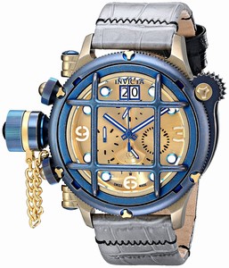 Invicta Russian Diver Quartz Chronograph Day Date Leather Watch # 17344 (Men Watch)