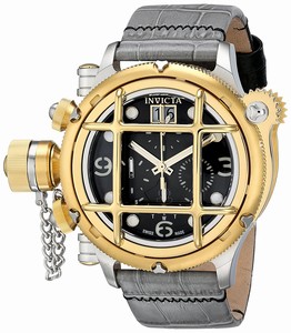 Invicta Russian Diver Quartz Chronograph Date Grey Leather Watch # 17345 (Men Watch)