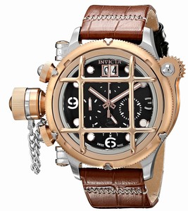 Invicta Russian Diver Mechanical Hand Wind Chronograph Day Date Brown Leather Watch # 17347 (Men Watch)