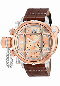 Invicta Russian Diver Quartz Chronograph Day Date Brown Leather Watch # 17349 (Men Watch)