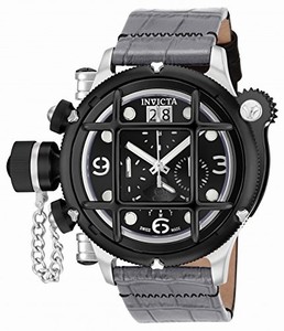 Invicta Black Dial Leather Band Watch #17350 (Men Watch)