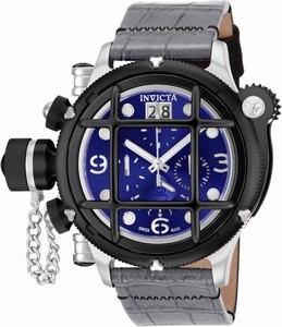 Invicta Russian Diver Quartz Chronograph Day Date Gray Leather Watch # 17351 (Men Watch)