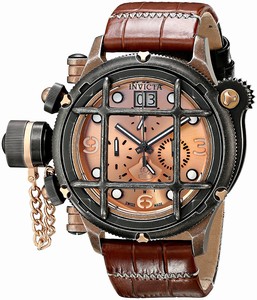 Invicta Russian Diver Quartz Chronograph Day Date Brown Leather Watch # 17354 (Men Watch)