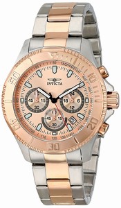 Invicta Rose Gold Dial Stainless Steel Band Watch #17363 (Men Watch)