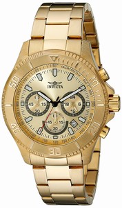 Invicta Gold Dial Stainless Steel Band Watch #17366 (Men Watch)