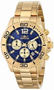 Invicta Pro Diver Quartz Chronograph Date Multicolor Dial Gold Tone Stainless Steel Watch # 17402 (Men Watch)